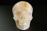 Realistic, Polished Brazilian Rose Quartz Crystal Skull #378687-1
